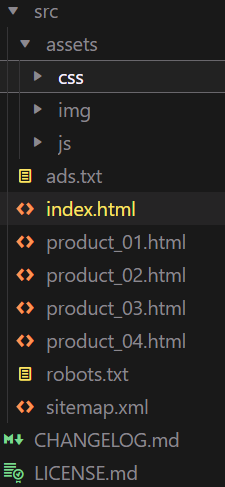 Screenshot of main src folder showing core project files included in the package.